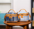 Small Denim Canvas Shoulder Bag-Retro Box Crossbody Purse with Adjustable Leather Strap