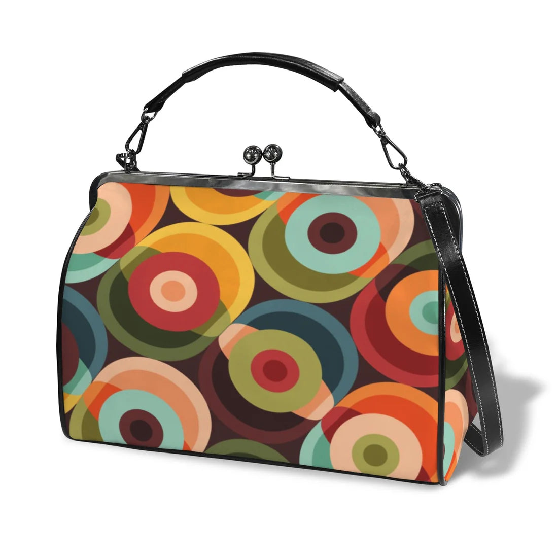 Mid Century Modern Retro Orbs Kiss Lock Purse