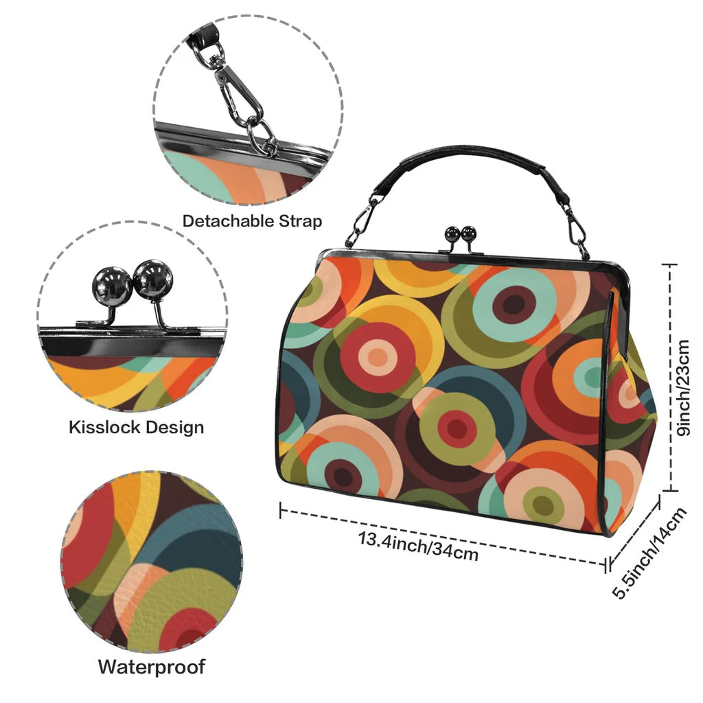 Mid Century Modern Retro Orbs Kiss Lock Purse
