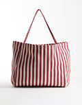 Striped textured tote bag in red